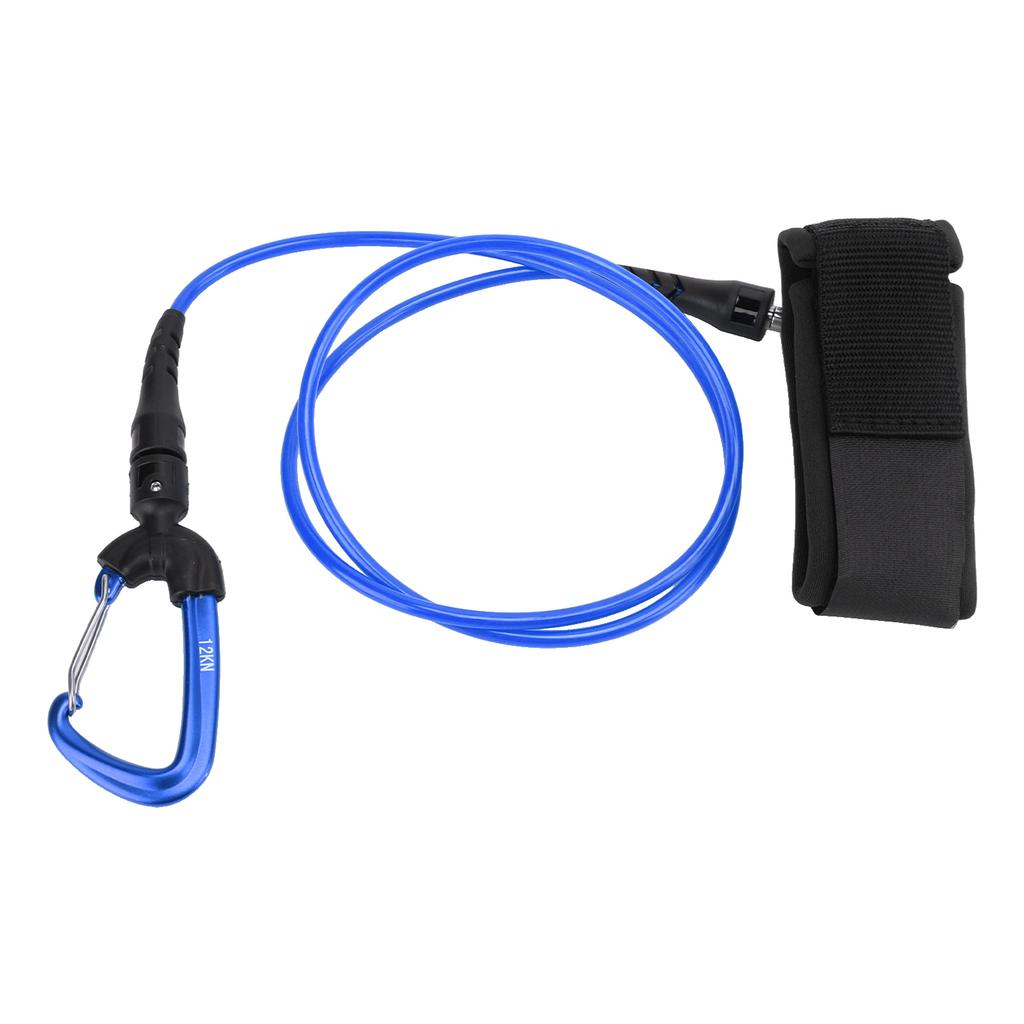 Freediving Lanyard Leash Diving Safety Rope Cable with Wristband Carabiner for Underwater SportsBlue