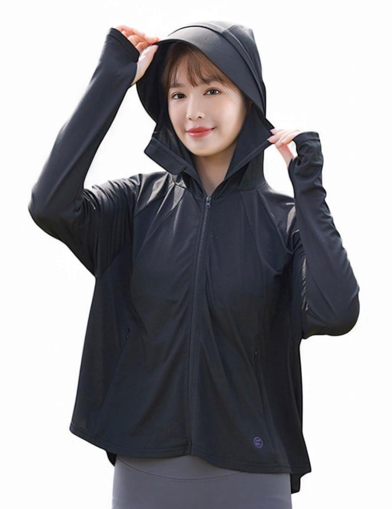 Parasol UV Hoodie for Sun Rash Sun With To Put On and Breathable Black S [Ranmy Stage] [Wearable Hoodie] Women, Protection, Guard, Protection, Brim,