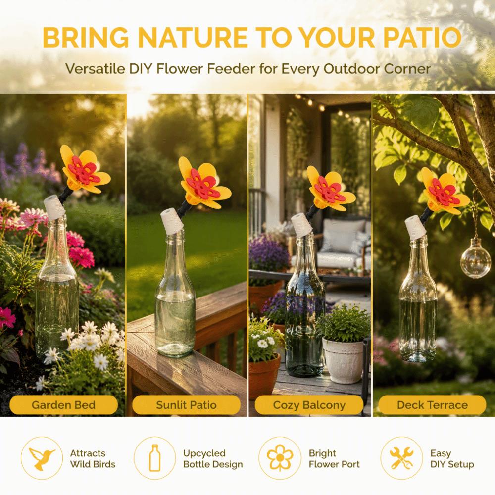 Hanging Style Bird Feeding Flower Kit Safe Material Bottle Recycling Feeder For Garden