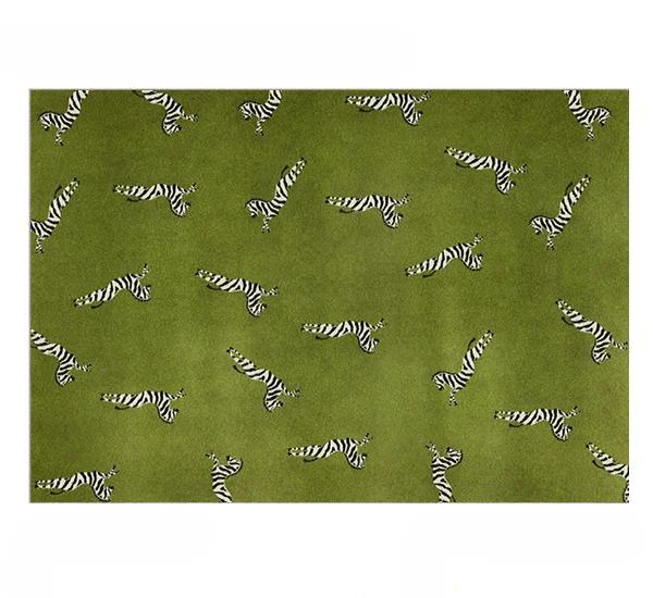 

Dark Green Zebra Floral Geometric Rug Easy Clean Floor Mat for Living Room Bedroom 60*90cm