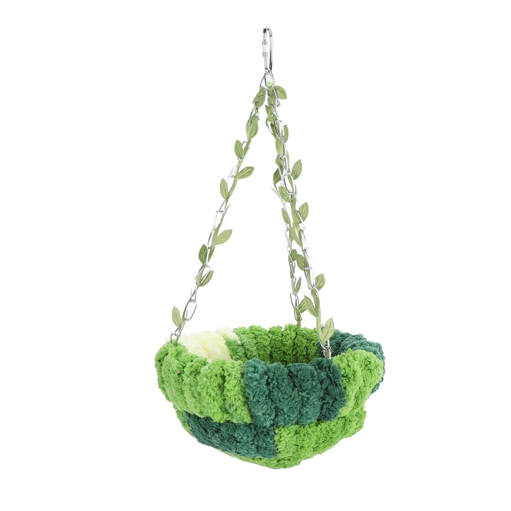 Parrot Hammock Bed Comfortable Soft Coral Fleece Hanging Bird Sleeping Nest for Cage Green