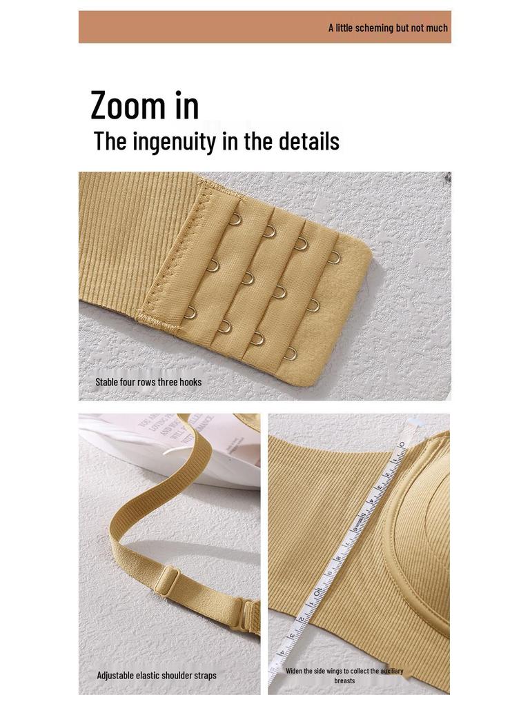 Seamless Push-Up Bra for Women: Anti-Sagging Support, No Underwire, Letter Strap, Enhances Small Chest
