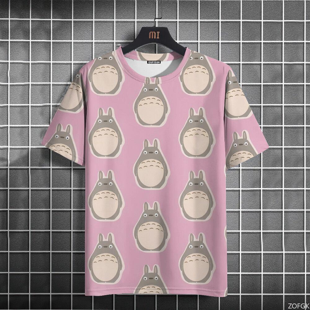 3D Anime Cartoon Totoro Cute Printed Short Sleeve Summer Casual Fashion Round Neck Personalized Loose T-shirt