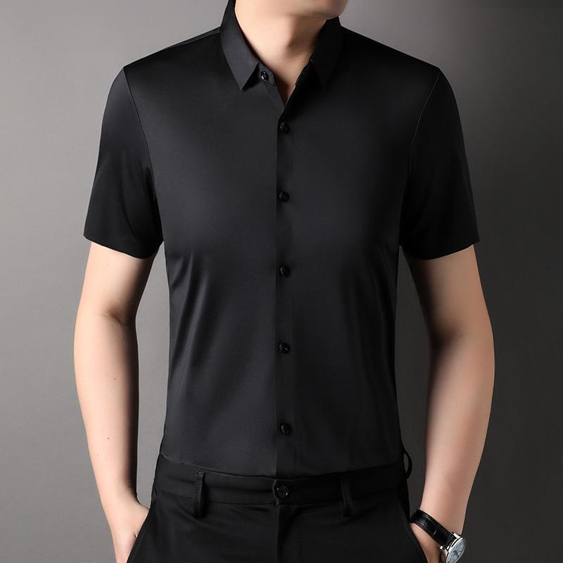 

Рубашка с короткими рукавами, новая рубашка, тонкая, деловая, повседневная, мужская, драпированная рубашка среднего возраста XXXXL