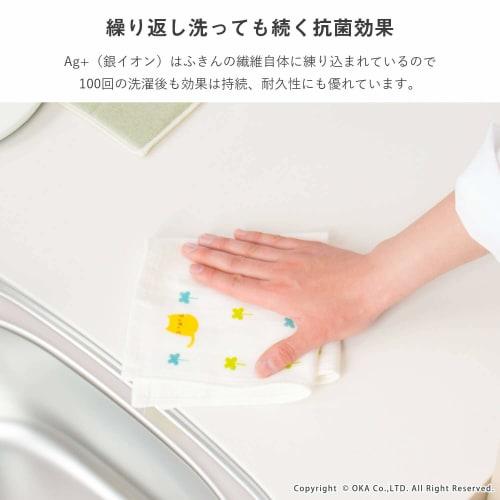 OKA Cute Odor-Free Kitchen Dish Cloth, Approx. 30cm X 30cm (Sterilizing, Antibacterial, Deodorizing, Silver Ion)