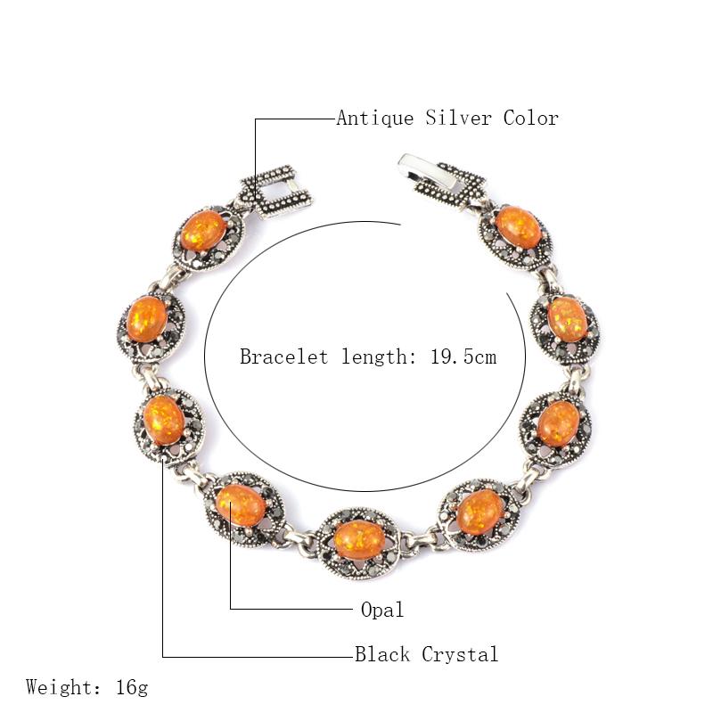 New Blue Opal Bracelet Vintage Jewelry Tibetan  Crystal Bracelets For Women Christmas Party Gift Drop Shipping