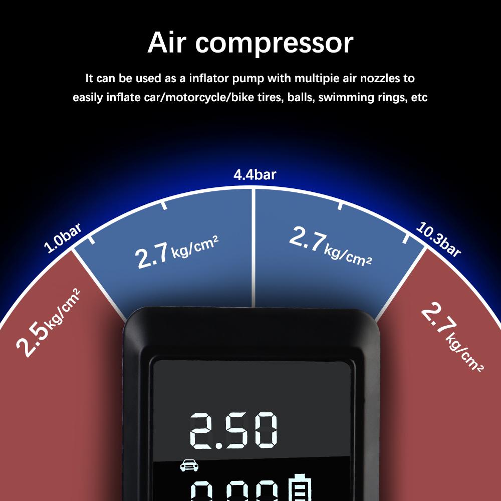 Automobile Battery Booster Power Pack with LED Light 1000A Peaks Tire Air Pump Jump Starter with Air Compressor Power Bank
