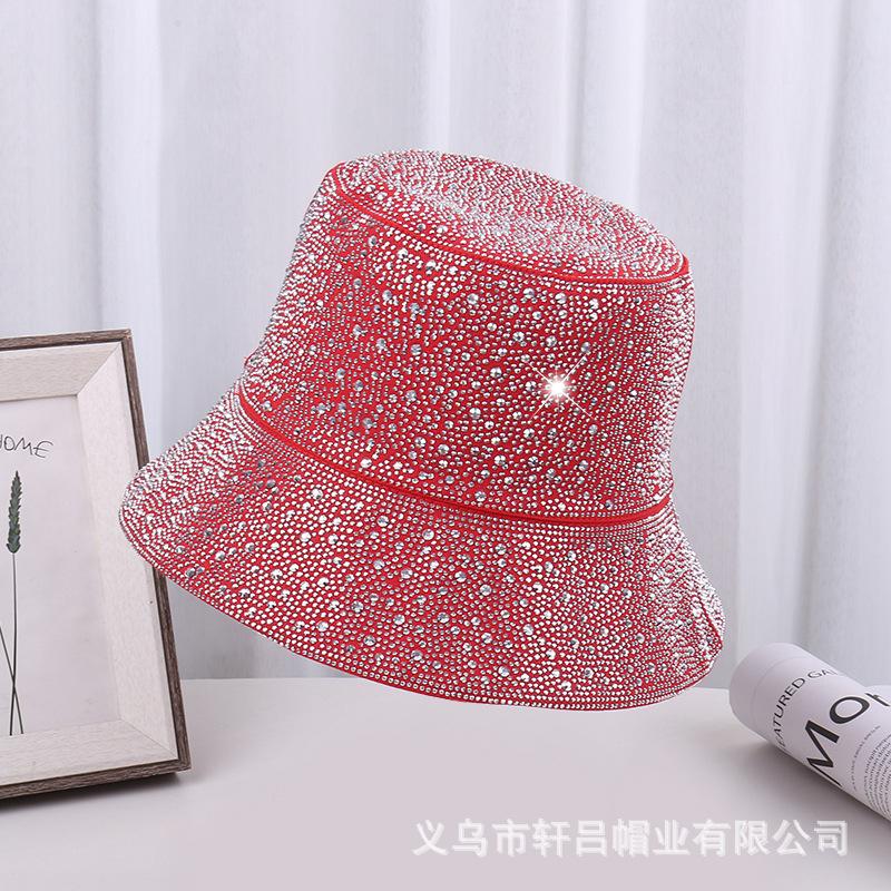 European and American Trendy Brand Foreign Gas Full Diamond Flat Top Fisherman Hat Children Heavy Industry Light Luxury Fashion Show Face Small Sunscr