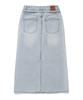 Covernat Woman Belted Denim Long Skirt Light Blue