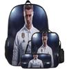 Conjunto de Mochila Escolar Infantil Estampada Cristiano Ronaldo Meninos Meninas 3 Peças Mochila de Tecido Oxford Com Lancheira Estojo
