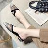 Fashion Shoes for Women Polka Dots Low Heel Woman Mules Slippers Mesh Pointed Toe Sexy Slides Waterproof Summer 2025 Trend Price Sandals