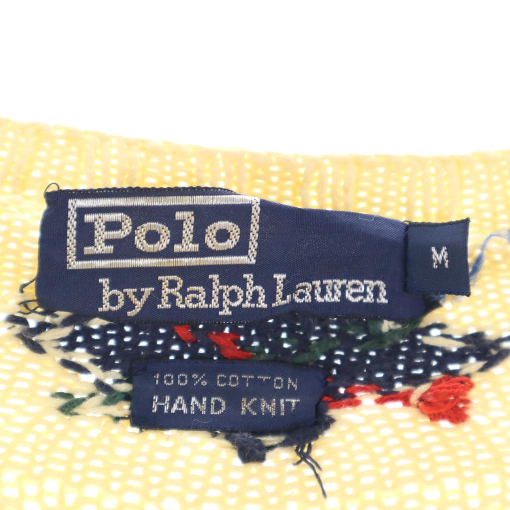 Polo by Ralph Lauren 90s Old Hand Knit Argyle Pattern Long Sleeve V Neck Knit Men's Used