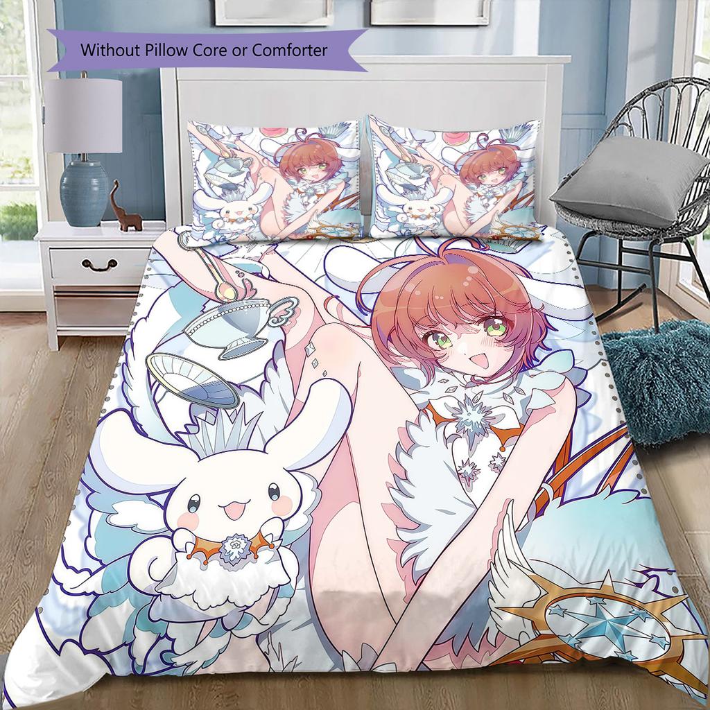 Cardcaptor Sakura Kinomoto Sakura Collection Bedding Set, 1 Duvet Cover & 2 Pillowcases, Suitable for Home Decor