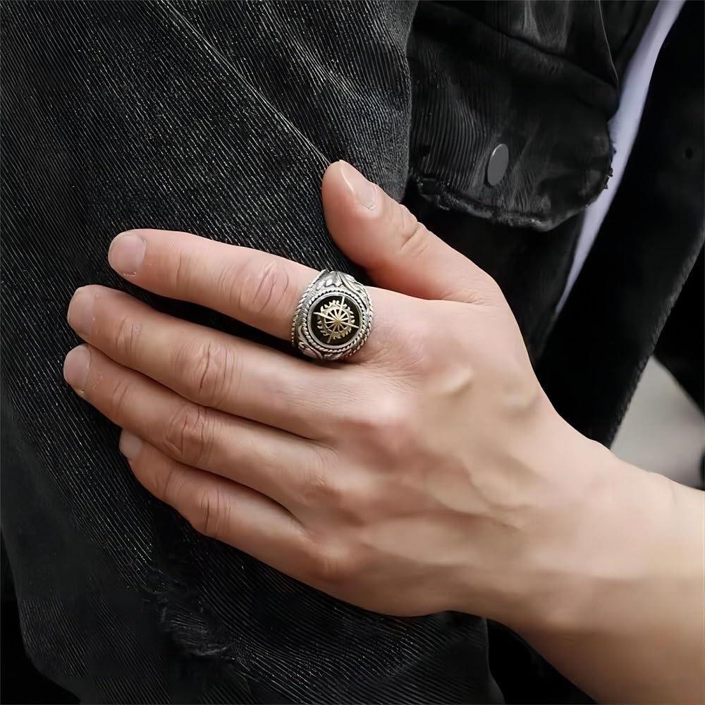 European and American Rings Men's Hip-hop Retro Domineering Light Ring Single Ring