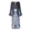 Fashion Women's Casual Fashion Print Pocket V-neck Pullover Long Sleeve Dress