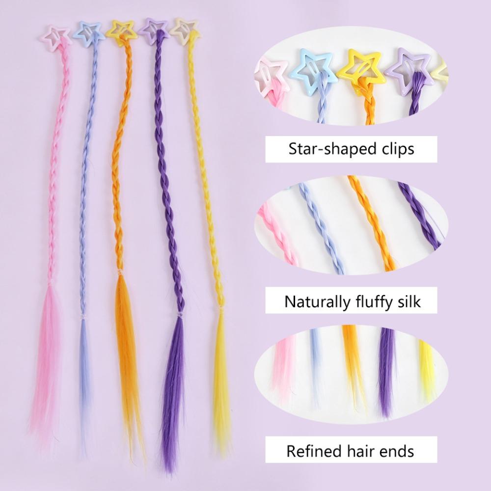 5pcs Cute Y2K Star Hair Clip Sweet Braided Hair Pieces Mini Hair Clip Decorations Music Festival