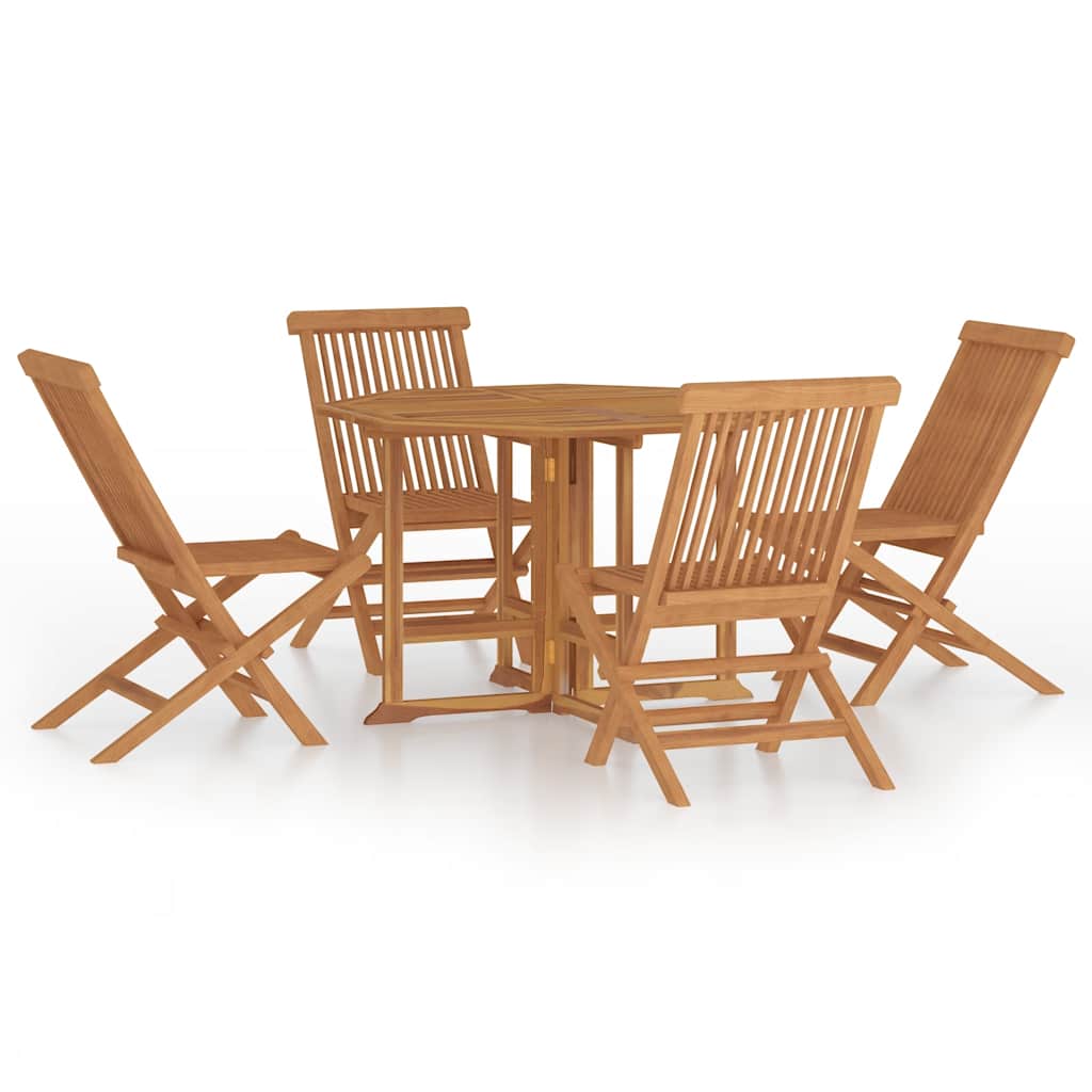 Vidaxl 5-Cz. Folding Garden Furniture Set, Solid Teak Wood