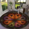 1pc Cool Multitone Block Night Spiders Carpet for Room Floor Mat, Comfortable Office Chair Printed Round Rug, Beautiful Hotel Rug