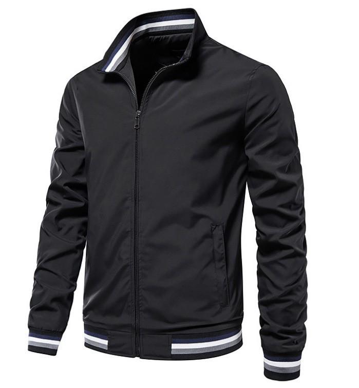 2024 Men's Casual Stand Collar Versatile Sports Jacket for Spring and Autumn - Solid Color