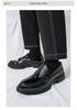 Men's Leather Cross-Strap Tassel Loafers: Pointed Toe Formal & Casual Versatile Shoes In Large Sizes