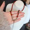 Hand-Woven Natural Nanhong Agate Universal Chain Beaded Necklace Ornament Fashion Women Daily Jewelry Lucky Gift
