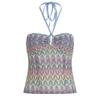 H Home European and American Women's Clothing Bohemia Retro Color Stripes Woven Halter Spaghetti Straps Niche Style Hollow Sexy Tube Top