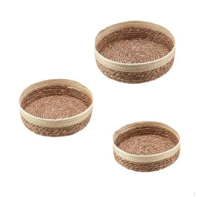 Woven Fruit Basket Multipurpose Portable Bread Round Storage for