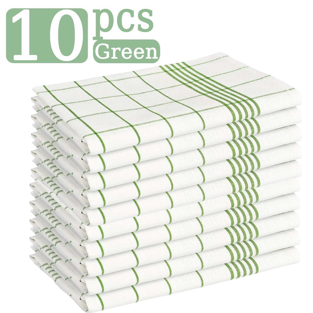 6/12Pcs Kitchen Towels, HOOHNICE, Classic Plaid Dish Towel Scouring Pad
