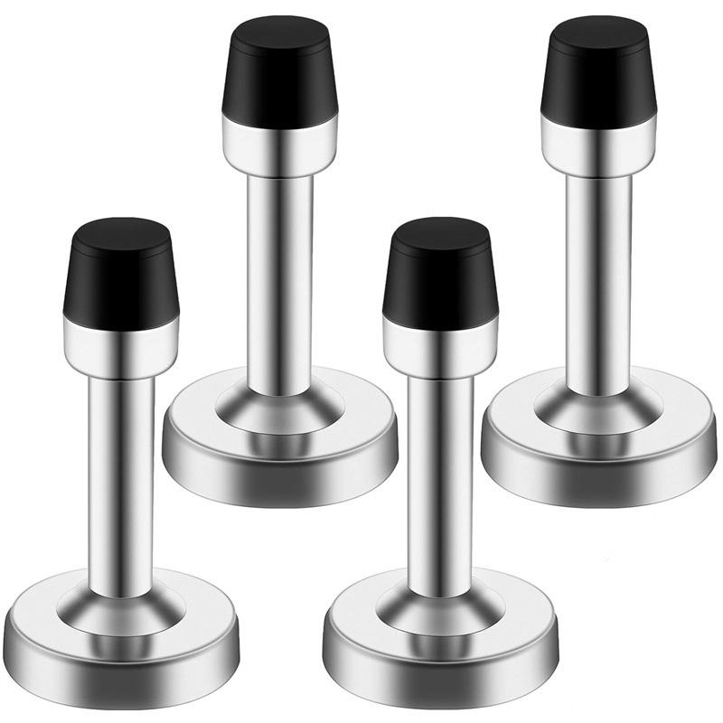4pcs Stainless Steel Self Adhesive Door Stoppers Rubber Tip Wall Protector Door Catch Door Stop for Home Office