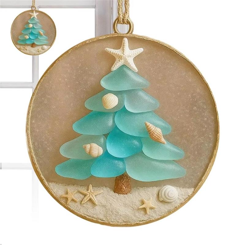 Coastal Christmas Ornaments Acrylic Christmas Coastal Ornament Beach Themed Pendant For Window Wall Living Room Holiday