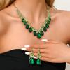 Vintage Exaggerated Necklace, Earrings Set, Crystal Gemstone Collarbone Chain, Women'S Two-Piece Jewelry Set, Fashion Accessories.