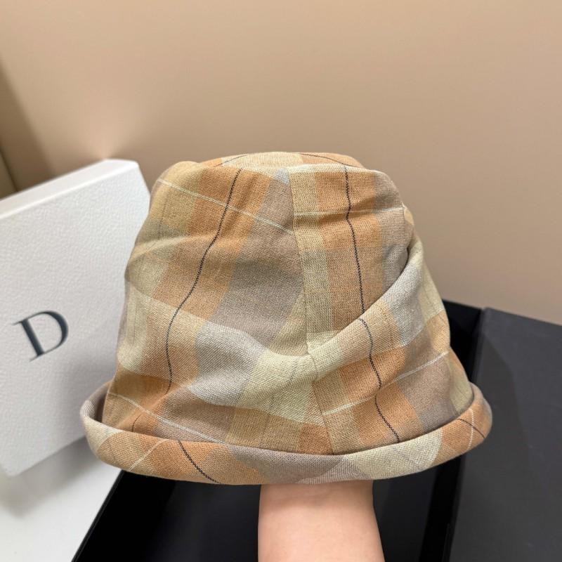 Plaid Irregular Bucket Hat Short Brim Sun Women Outdoor Casual Fashion