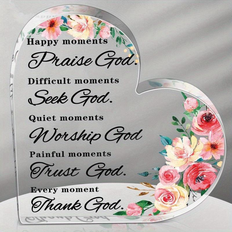 

Colorful Flower Acrylic Heart. Christmas Bible verse decor for prayer room or office. чистый