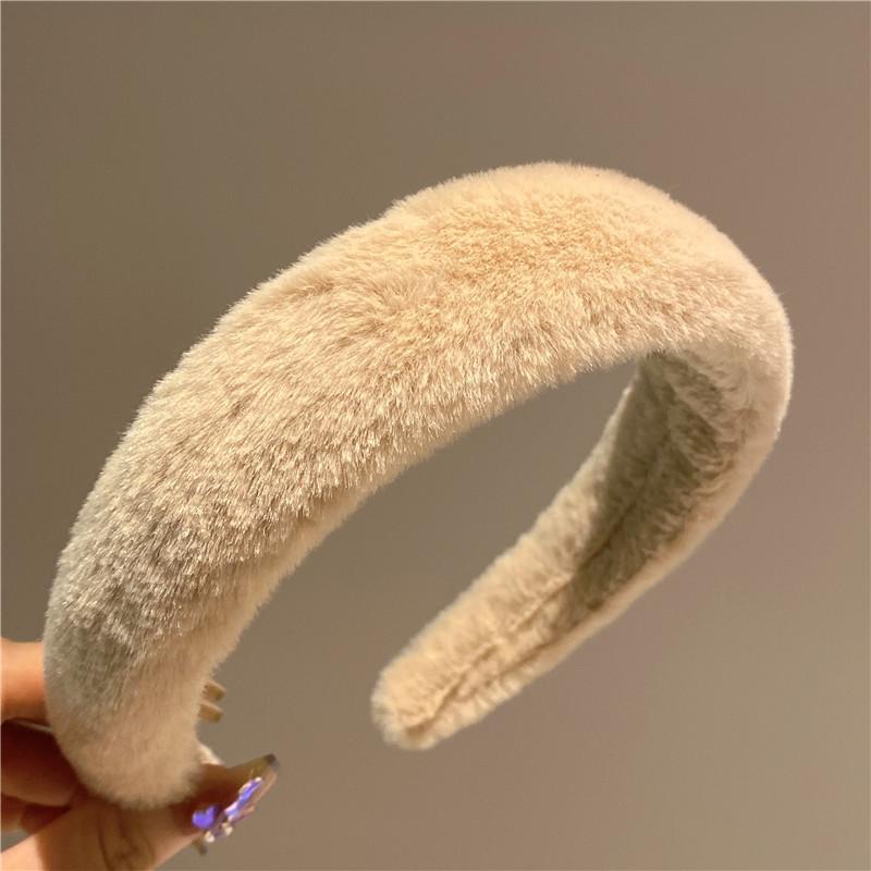 Winter Faux Rabbit Fur Headbands Solid Wide Soft Fluffy Furry Hairbands for Women Girls Plush Hair Hoops Hair Accessories