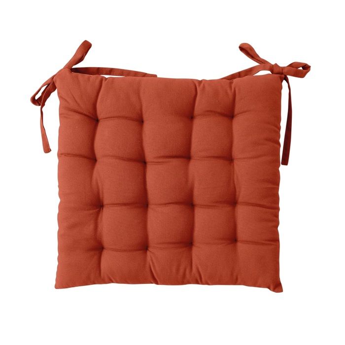 Galette de chaise piquee 38 x 38 cm Panama terre cuite