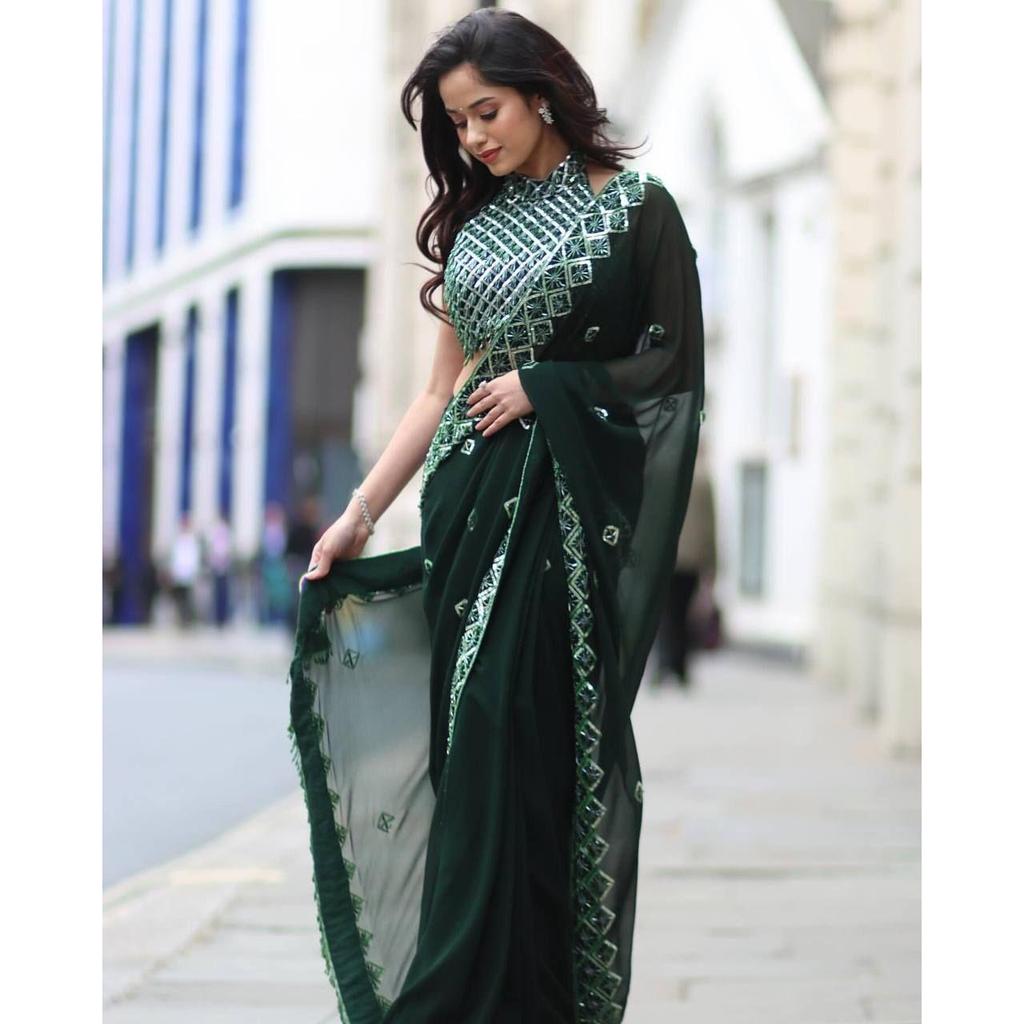 Soft Rangoli Silk  Beautiful Sequence Embroidery Work Saree