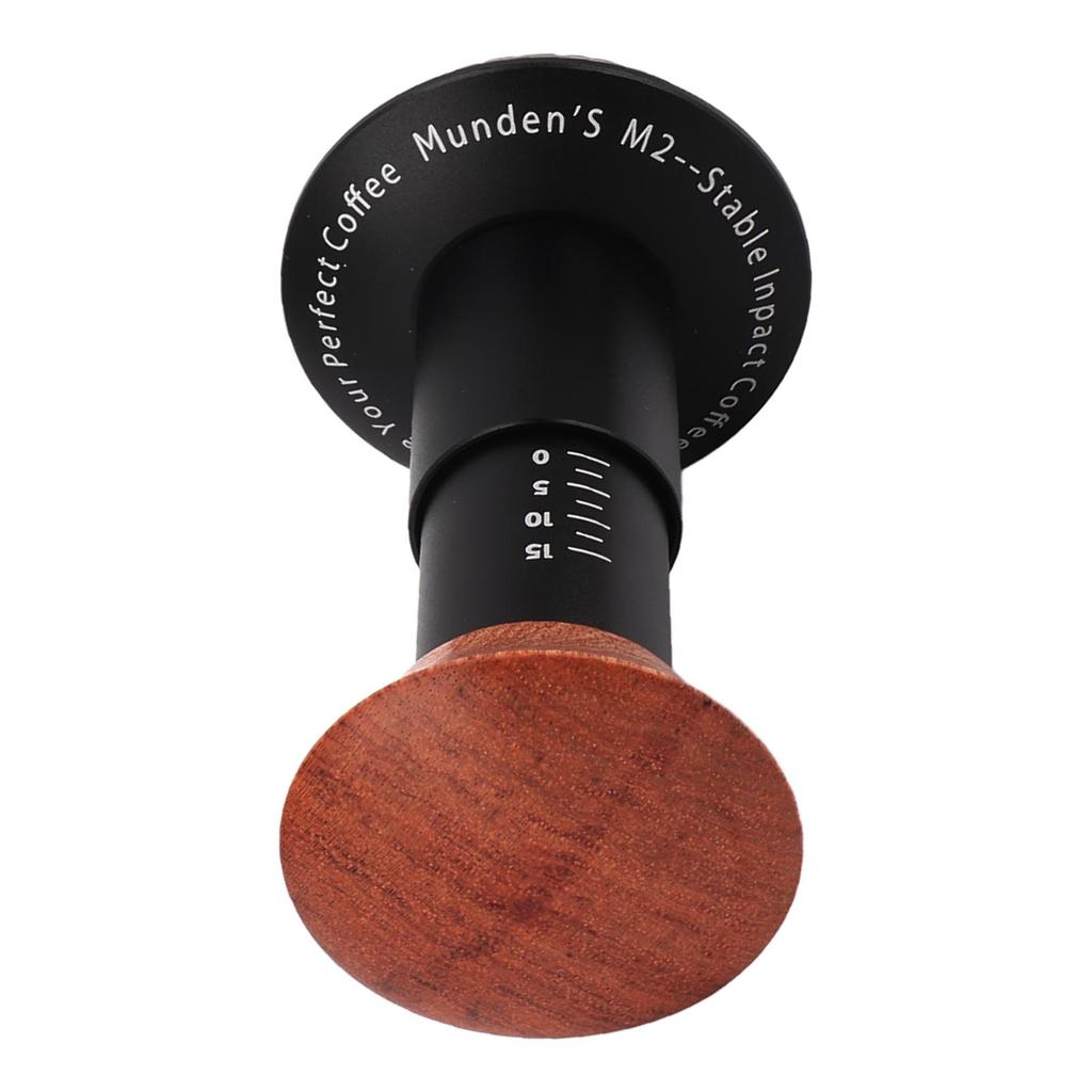 Coffee Tamper Spring Loaded Tamper Calibrated Coffee Tamper Wood Handle Waffle Base 58mm