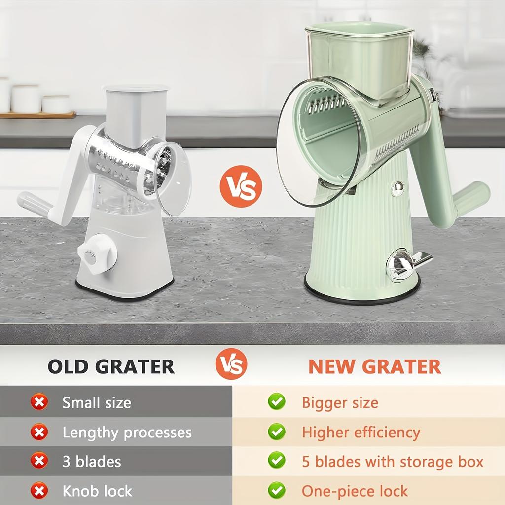 Deluxe Version of The Storm Vegetable Slicer with 5 Replacement Heads, a Rotating Mandolin for Slicing Vegetables And Fruits, a Shredder