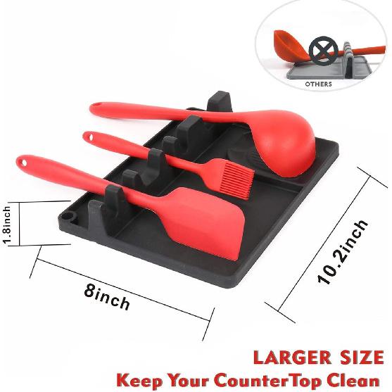Spoon Rest & Spoon Holder for Stove Top, Silicone Utensil Rest with Drip Pad, Kitchen Spoon Holder, Silicone Kitchen Utensils for Spoons, Ladles,