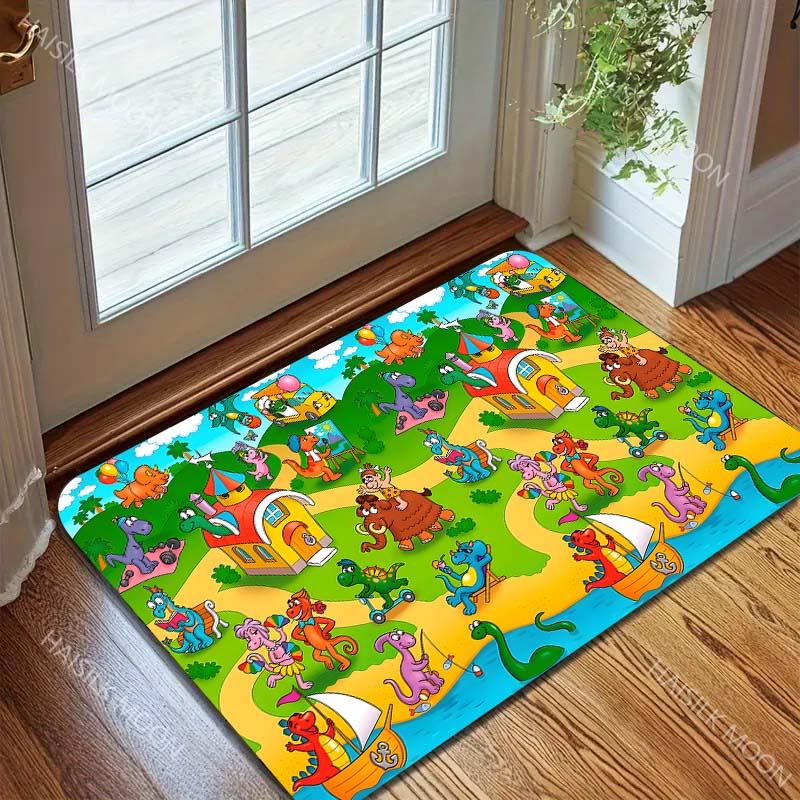Teppich mit Cartoon-Tiermuster für Wohnzimmer, Schlafzimmer, Sofa, kreative Fußmatte, Heimdekoration, Kinderaktivitätsbereichteppiche