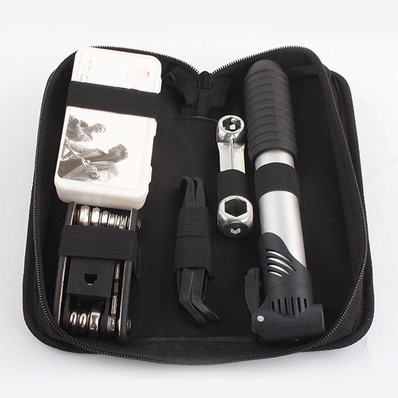 Bicycle Repair Kit: Tire Patch, Pump, Wrench Set for Mountain Bike & Car