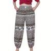 Elephant Jump Pants Pocket Adjustable Elastic High Waistband Strap Unisex Man Women Print Thailand Casual Streetwear Beach Bohemian Retro Vintage