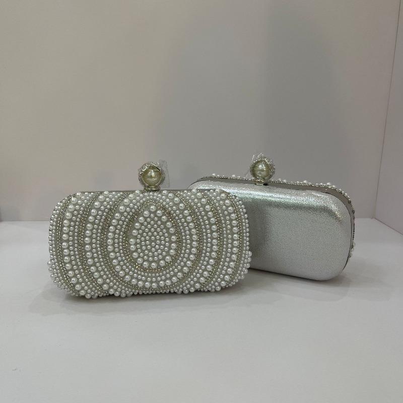 

Popular Ladies Pearl Banquet Dress Diamond-encrusted Tote Bag Clutch Bag Wallet Shoulder Bag серебряный