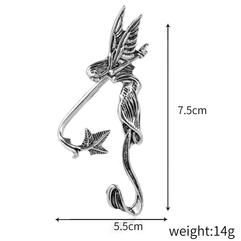 Retro Gothic Elf Wing Ear Clips: Dark Punk Devil & Dragon Style Earrings for Women