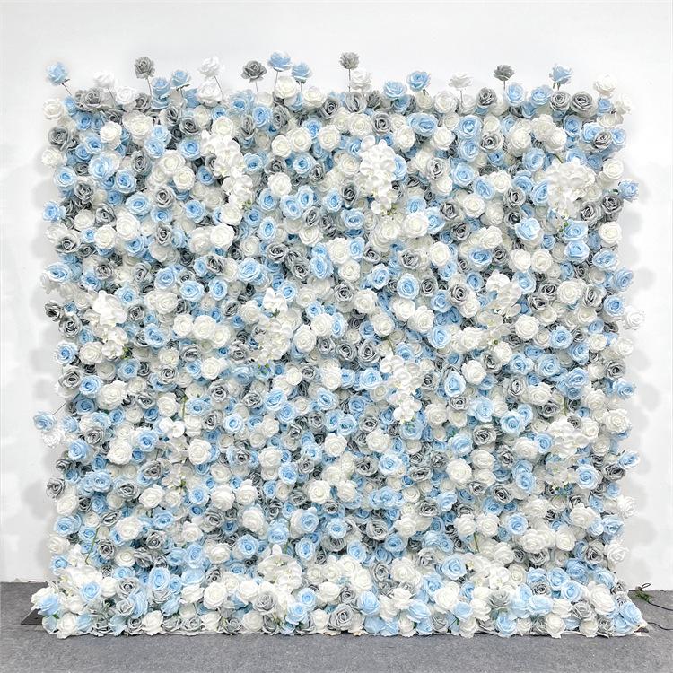 Uflower 5D Roll-Up Artificial Flower Wall Decorative Backdrop Curtain Floral Design Wall Roll-Out for Wedding Events