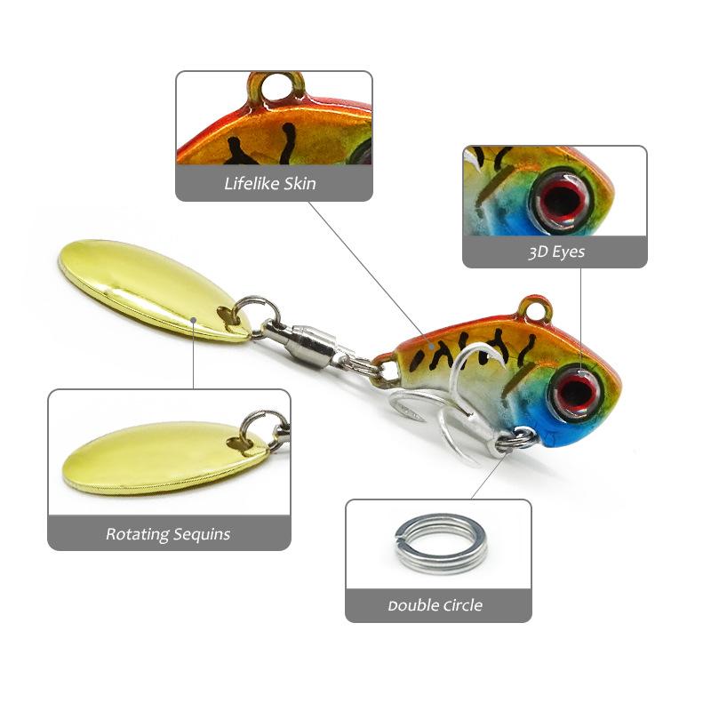 1 Stuks Roterende Metalen VIB Trillingen Aas Spinner Lepel Vissen Lokt 13g 16g 20g Jigs forel Winter Vissen Harde Aas Visgerei Pesca