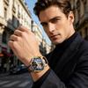 OLEVS Men's Mechanical Watch Automatic & Manual Winding Transparent Clear Skeleton Leather Strap Fashion Stylish Male Watch Genuine Leather Night