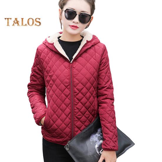 Winter Women Jacket Hooded Zip-up Long Sleeves Thick Plush Lined Solid Color Cardigan Keep Warm Commuting School Coat