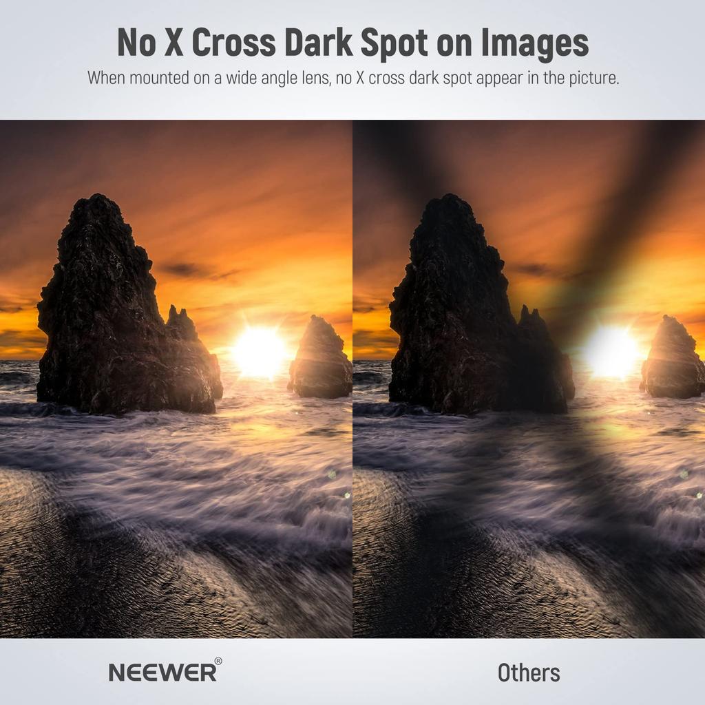 NEEWER 77mm HD Variable ND Filter No X Layer Nano Thin Aluminum Alloy Prevention Adjustable Neutral Density Filter ND2-ND32 (1-5 Stops) Cross/Optical