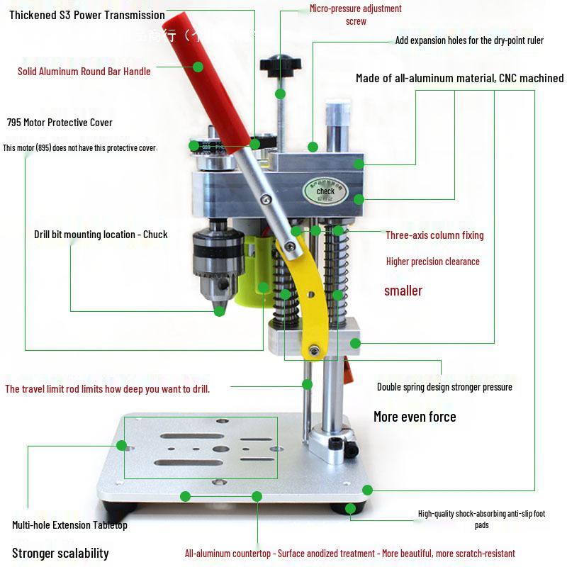 Desktop Precision Drill for Mobile Phone and Watch Repairs - Compact Electric Bench Press and Grinding Tool